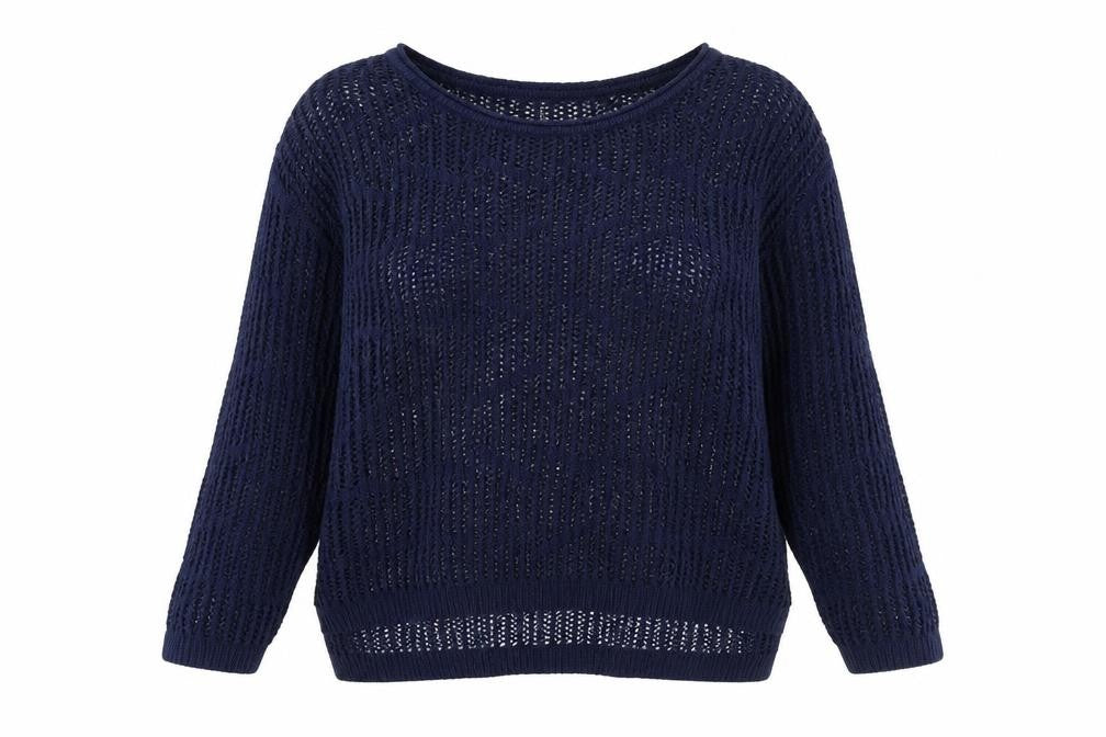 Papaya Womens Blue Boat Neck Acrylic Pullover Jumper Size M