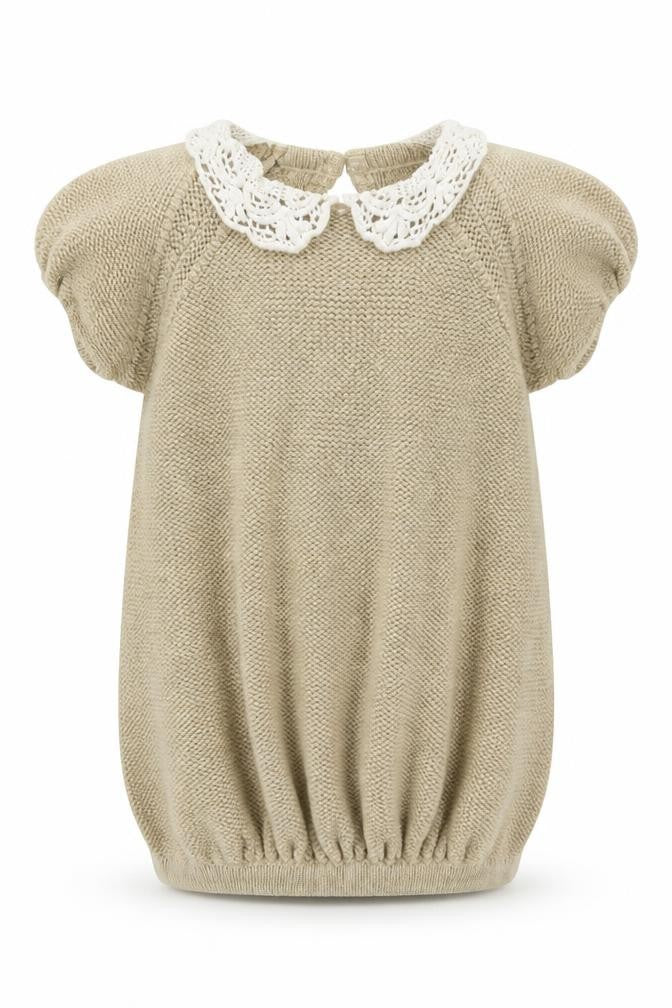 George Baby Beige Acrylic Jumper Dress Size 3-6 Months Collared Button