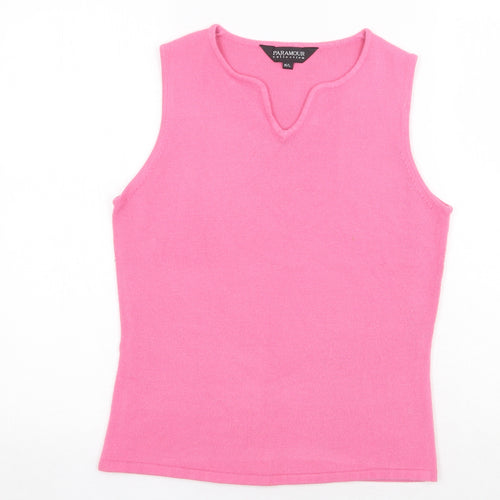 Paramour Womens Pink Acrylic Jersey Tank Size M V-Neck