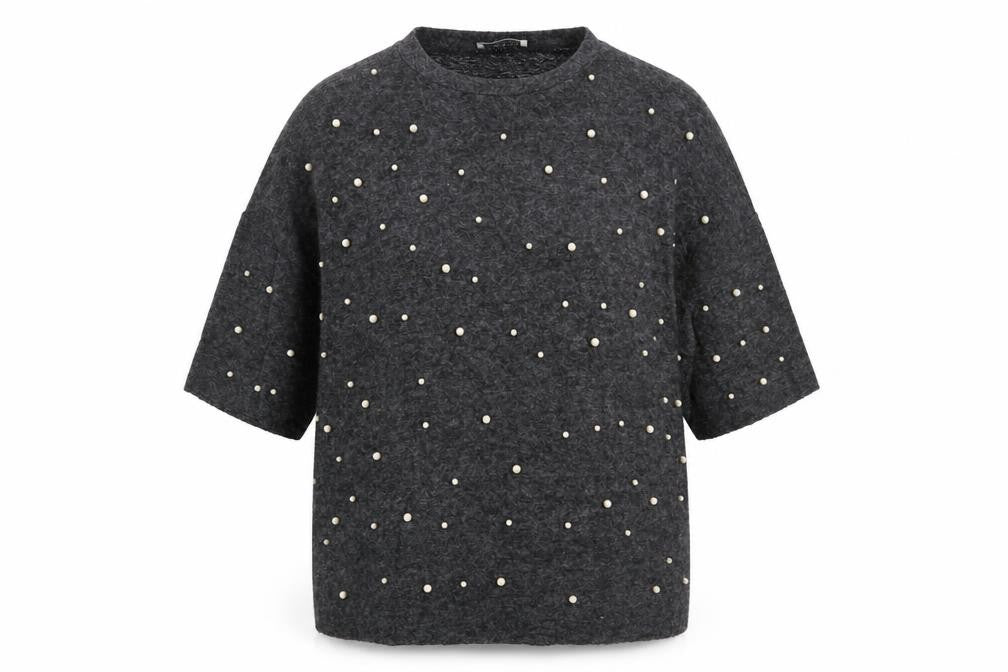 Front view of Zara women’s grey round neck polyester jumper, size S
