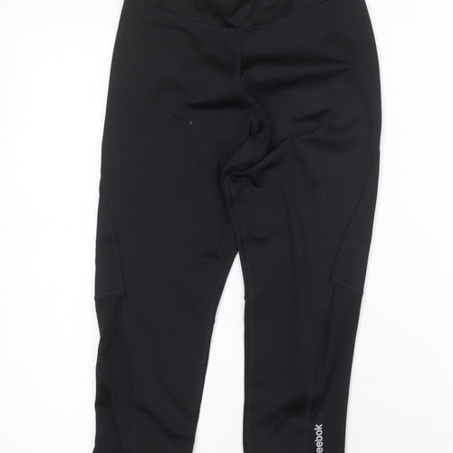 Reebok Womens Black Polyester Cropped Leggings Size XS Regular Pullover - Logo