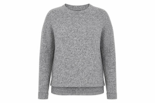 Front view of Primark women’s grey round neck polyester jumper, size S
