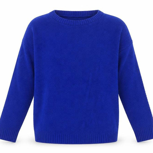 Boohoo Womens Blue Boat Neck Acrylic Pullover Jumper Size 12