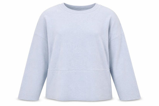 Front view of F&F women’s blue boat neck polyester jumper, size UK 16