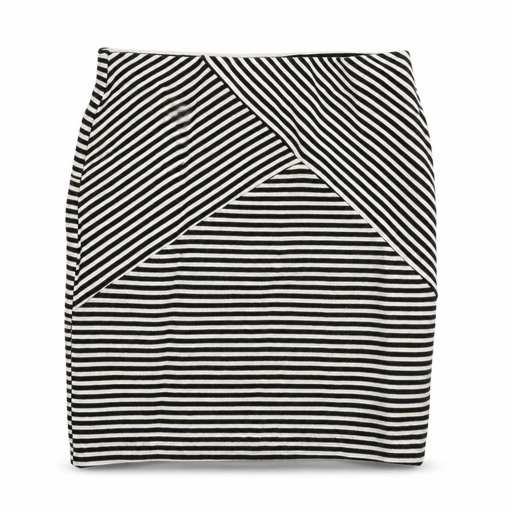 Gallery Womens Black Striped Viscose A-Line Skirt Size M