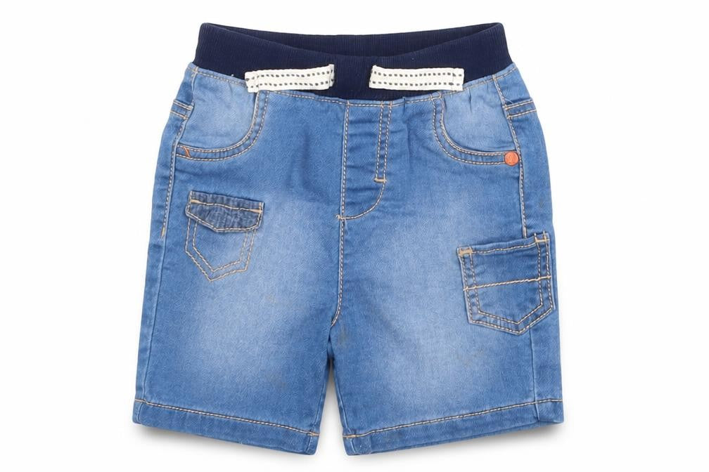 Nutmeg Baby Blue Cotton Cropped Jeans Size 9-12 Months Drawstring