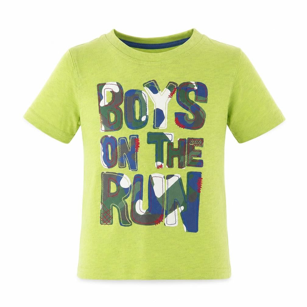 George Boys Green Cotton Basic T-Shirt Size 2-3 Years Round Neck Pullover - Boys on the run