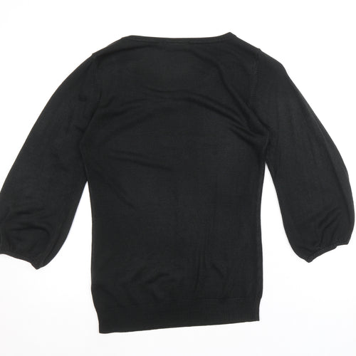 New Look Womens Black Scoop Neck Acrylic Pullover Jumper Size 12