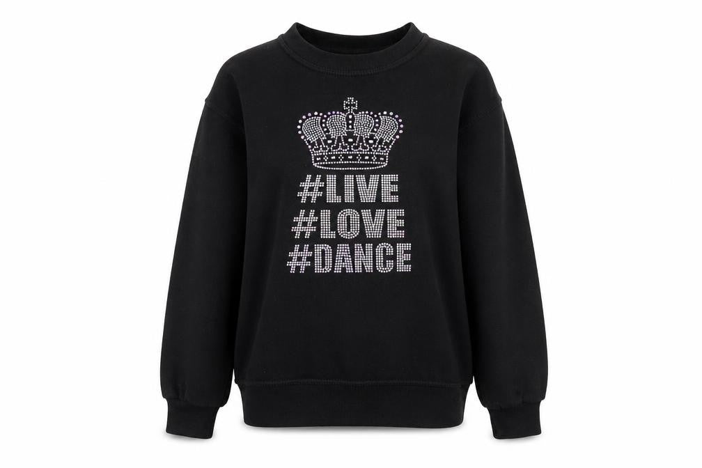 Deluxe Sweats Womens Black Cotton Pullover Sweatshirt Size XS Pullover - Live Love Dance
