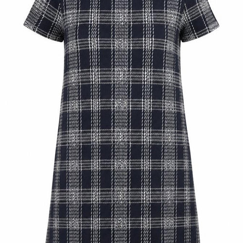 Mango Womens Blue Plaid Polyester A-Line Size M Round Neck Pullover