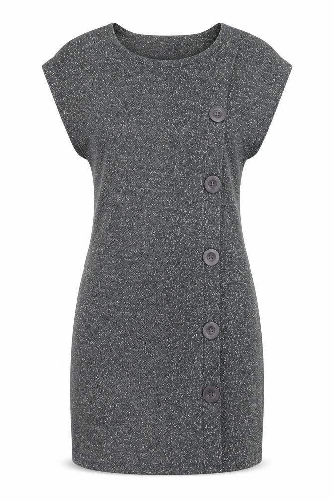 Front view of Original women’s grey acrylic a-line, size M, round neck pullover