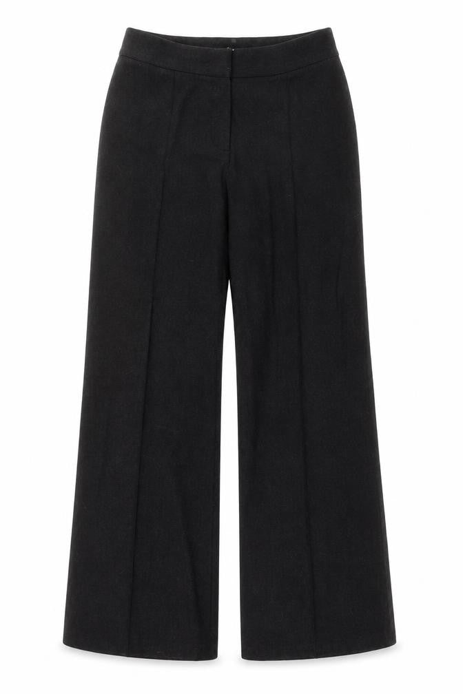 Front view of Per Una women’s grey polyester trousers, size UK 10, regular hook & eye