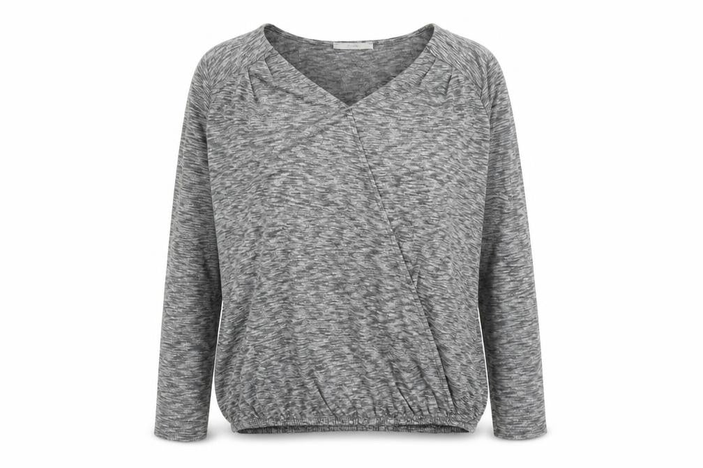 Front view of George women’s grey polyester basic blouse, size UK 10, v-neck