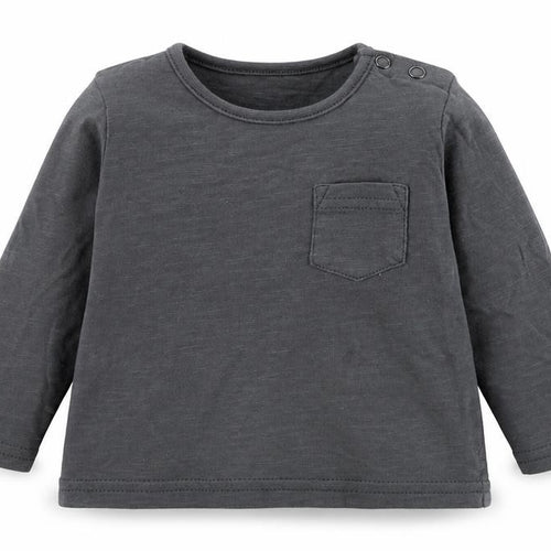 TU Baby Grey 100% Cotton Basic T-Shirt Size 3-6 Months Round Neck Snap