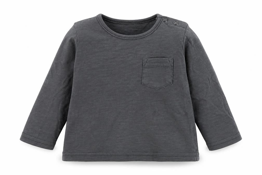 TU Baby Grey 100% Cotton Basic T-Shirt Size 3-6 Months Round Neck Snap