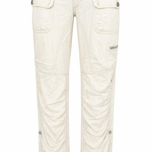 Jackpot Womens Beige Cotton Trousers Size 34 in Regular Zip - Ruched