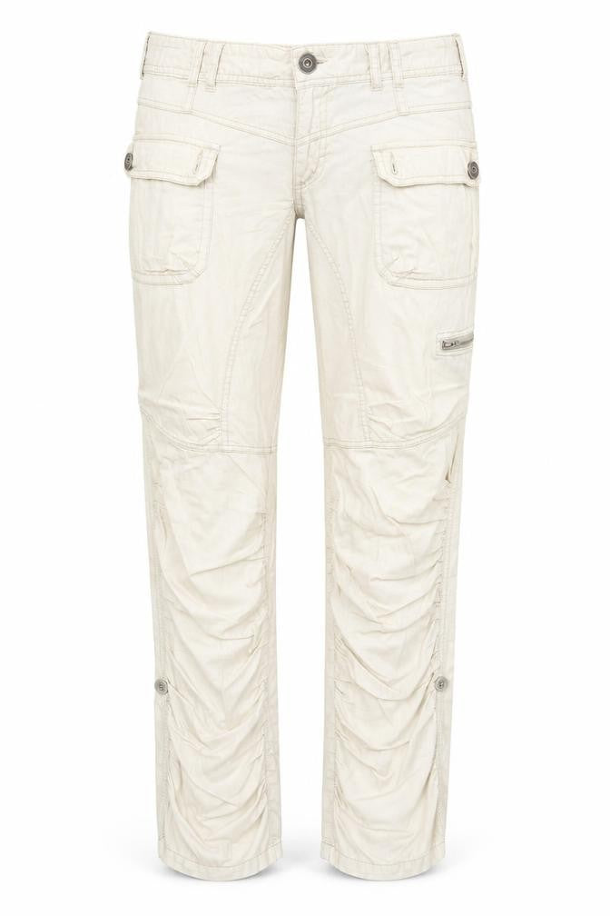 Jackpot Womens Beige Cotton Trousers Size 34 in Regular Zip - Ruched