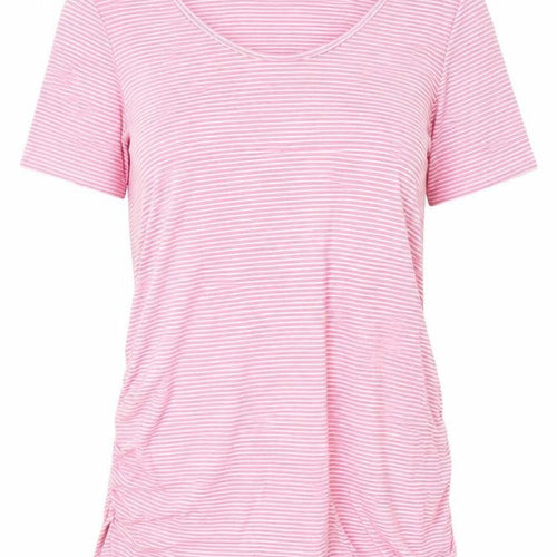 Blooming Marvellous Womens Pink Striped Viscose Basic T-Shirt Size L Boat Neck
