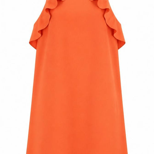 Mango Womens Orange Polyester A-Line Size S Round Neck Button