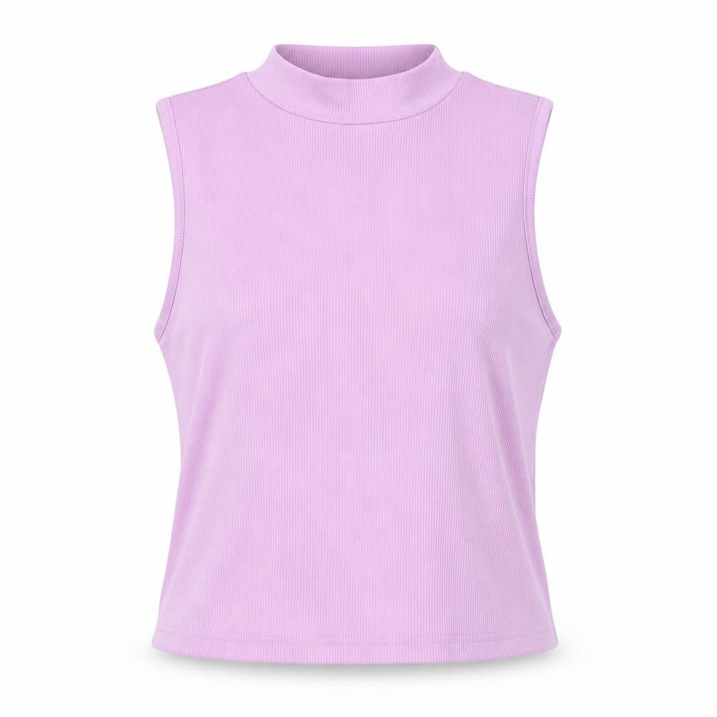 Front view of SHEIN women’s purple polyester basic tank, size XL, mock neck