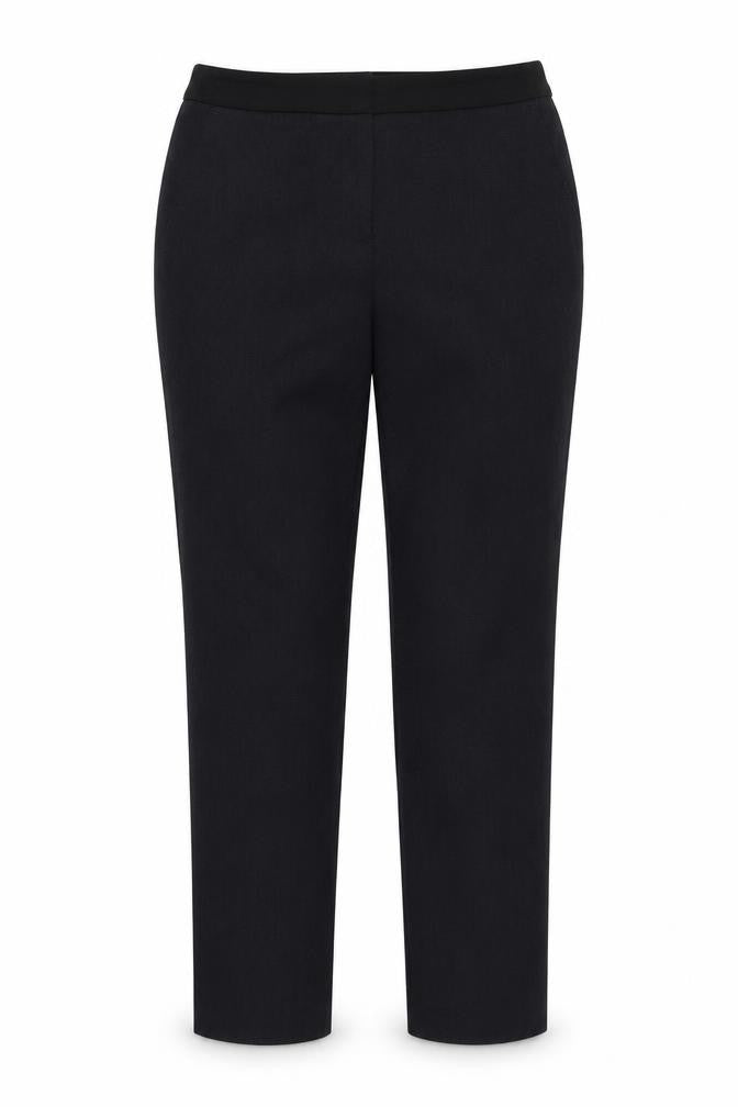 Front view of Papaya women’s black polyester chino trousers, size UK 10, 31-inch leg regular button