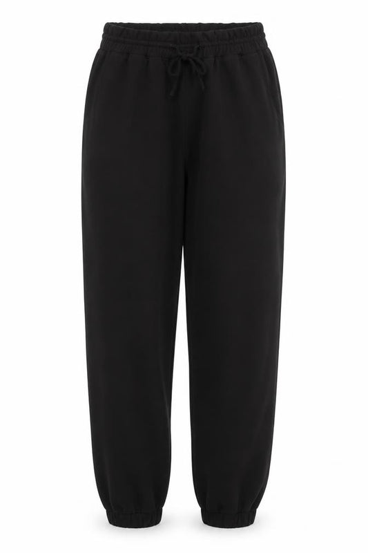 Front view of Papaya women’s black polyester trousers, size UK 8, 28-inch leg regular drawstring