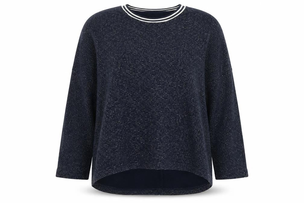 Front view of Pumpkin Patch women’s blue round neck polyester jumper, size UK 10