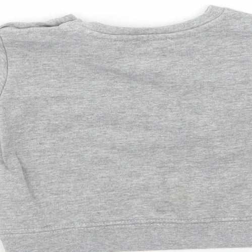 Blue Seven Boys Grey Cotton Pullover Jumper Size 9-12 Months Snap - Dinosaur Truck