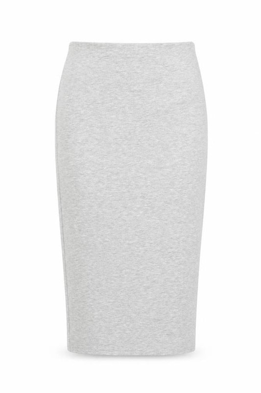Front view of Republic women’s grey viscose bandage skirt, size XS