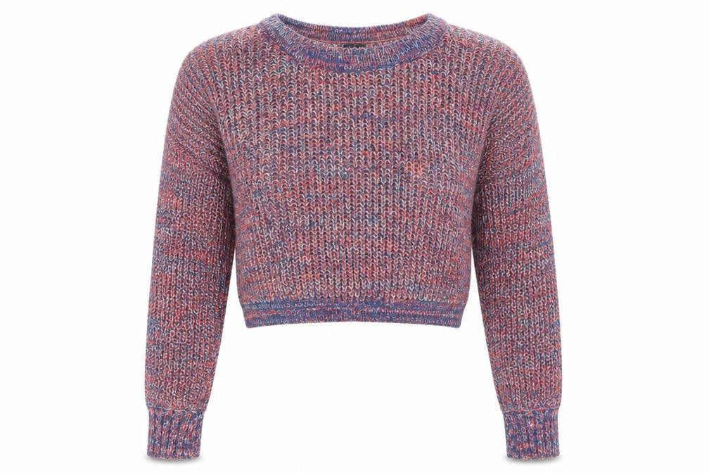 Sparkle & Fade Womens Multicoloured Boat Neck Acrylic Pullover Jumper Size S - Cropped