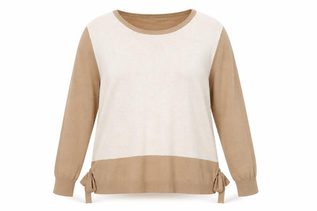 NEXT Womens Beige Boat Neck Acrylic Pullover Jumper Size 20 - Tie Sides