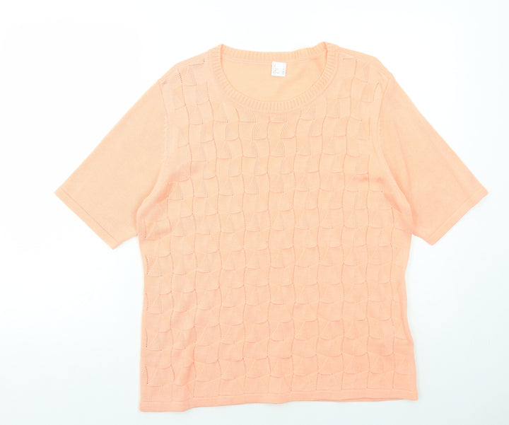Preworn Womens Pink Round Neck Acrylic Pullover Jumper Size 16 Pullover