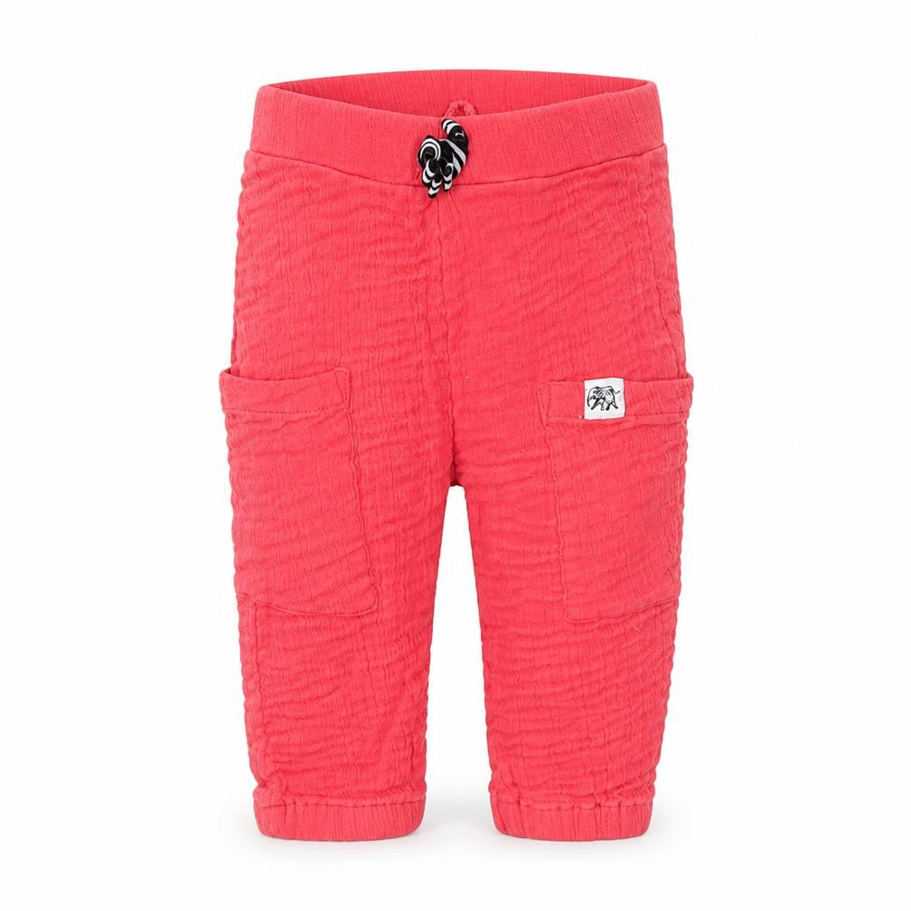 Nutmeg Baby Red Cotton Cargo Trousers Size 6-9 Months Drawstring