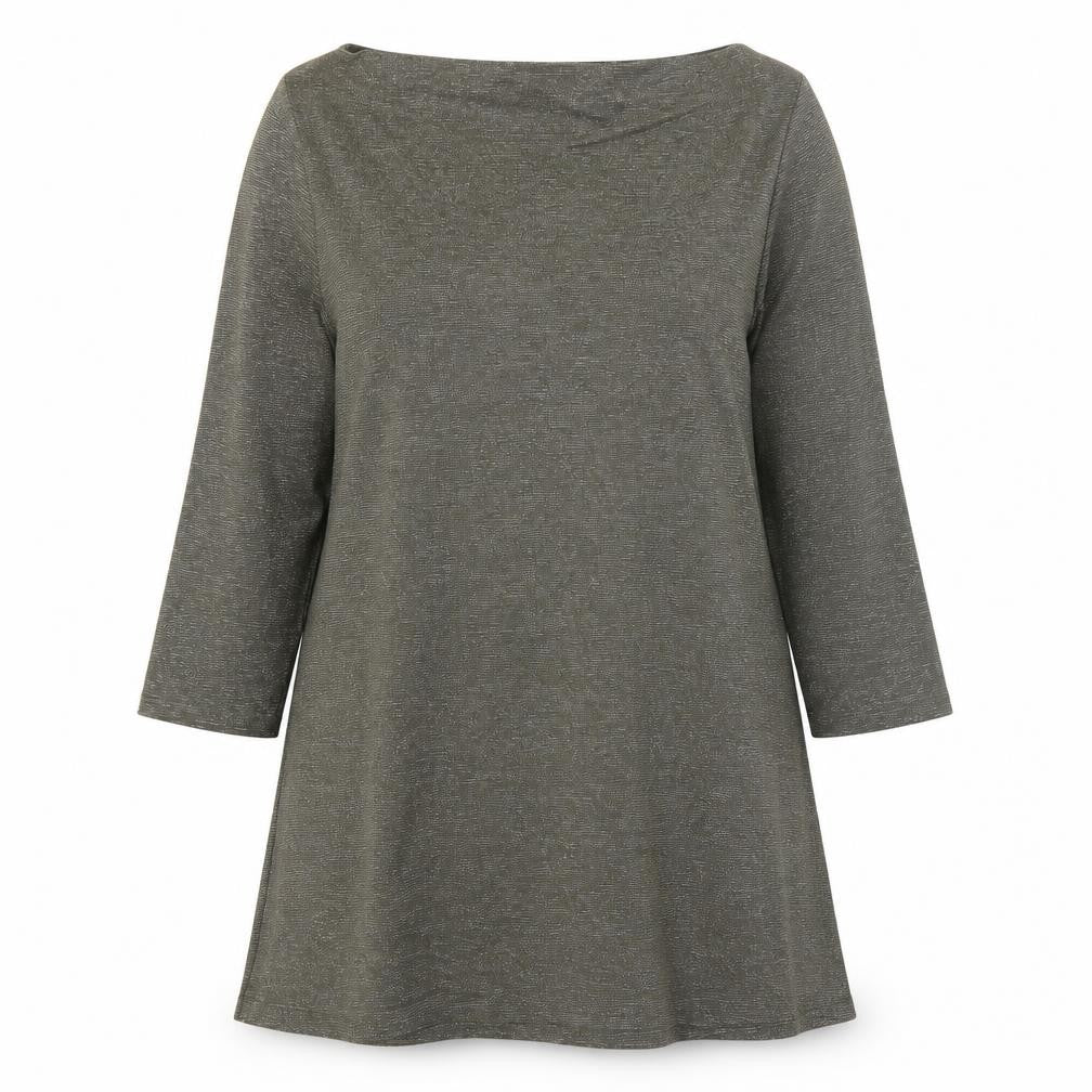 Front view of Topshop women’s green modal a-line, size UK 12, boat neck pullover