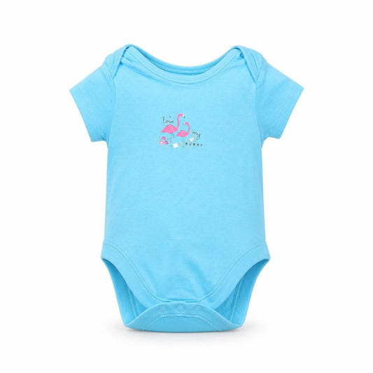 Primark Girls Blue Cotton Babygrow One-Piece Size 0-3 Months Snap - Flamingo