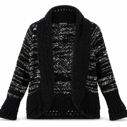 Joella Di Marco Womens Black Collared Acrylic Cardigan Jumper Size S