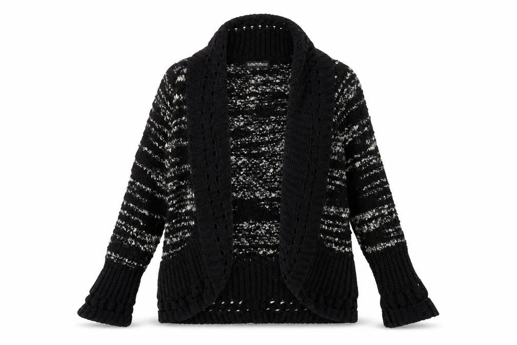 Joella Di Marco Womens Black Collared Acrylic Cardigan Jumper Size S