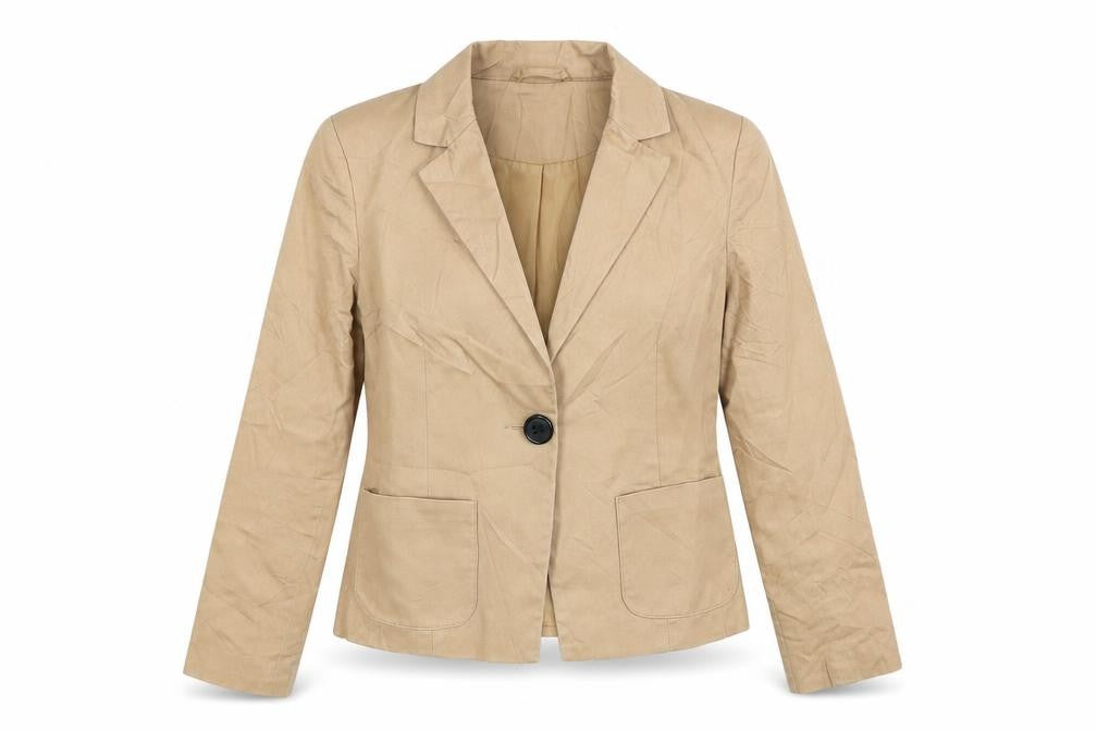 Front view of George women’s beige cotton jacket blazer, size UK 8