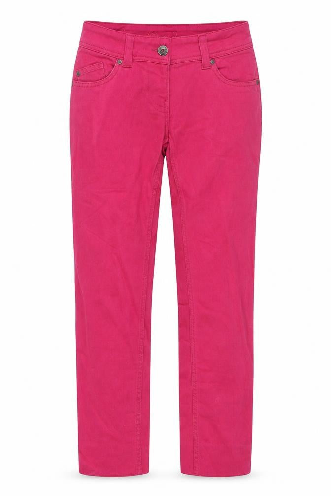 Front view of Pineapple women’s pink cotton straight jeans, size UK 8, regular zip