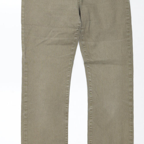 Marks and Spencer Womens Brown Cotton Straight Jeans Size 12 Regular Zip