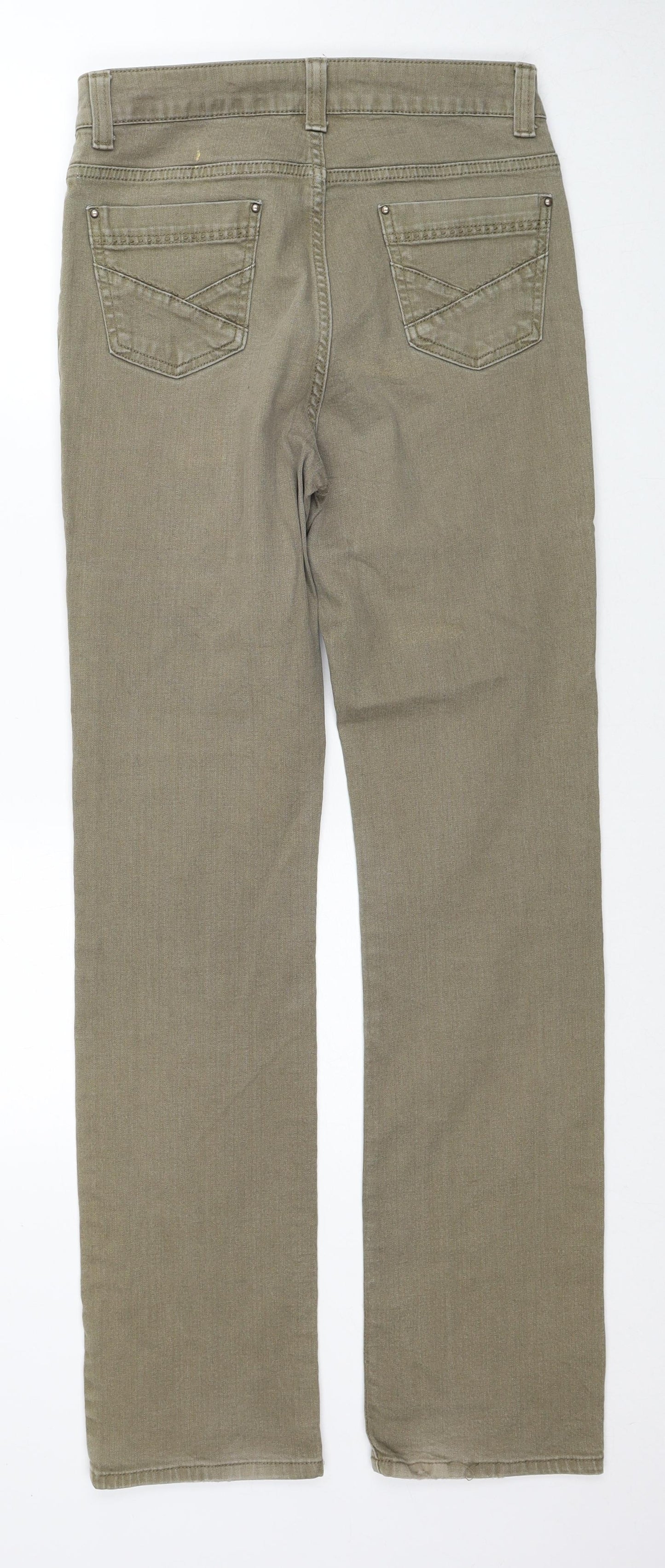 Marks and Spencer Womens Brown Cotton Straight Jeans Size 12 Regular Zip