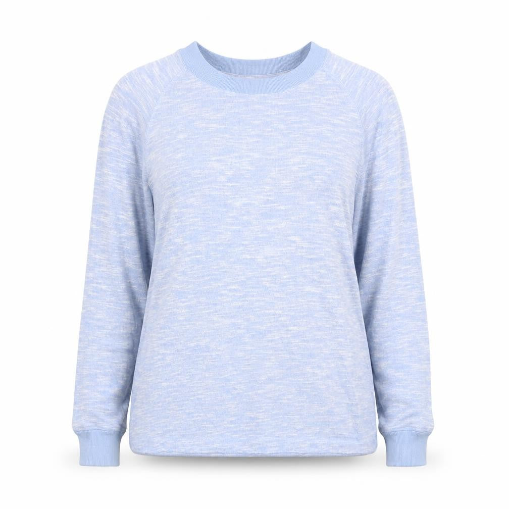 Front view of Peacocks women’s blue boat neck viscose jumper, size UK 6
