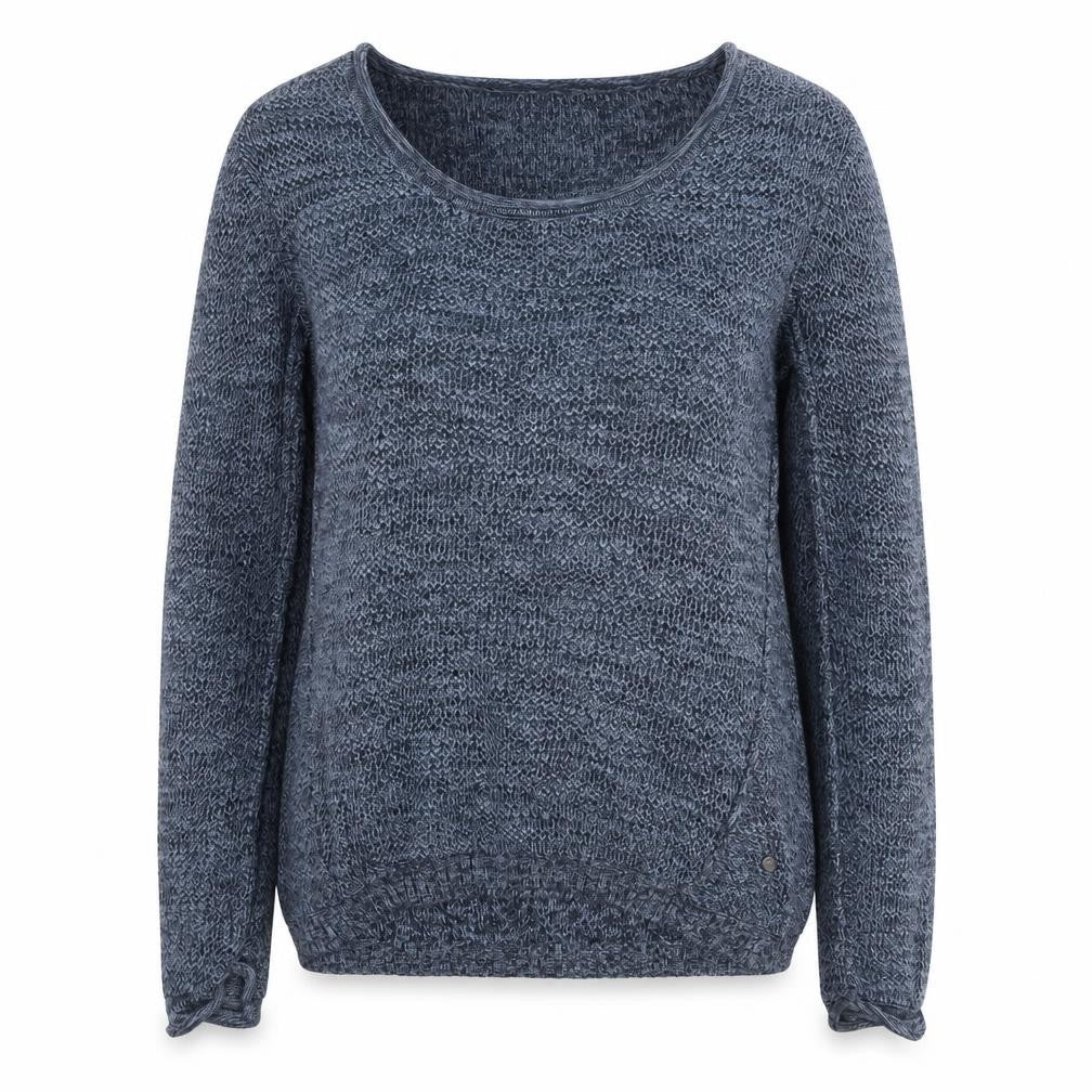 Front view of Multiblu women’s blue scoop neck cotton jumper, size S