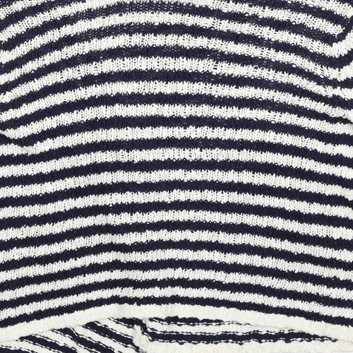H&M Girls White V-Neck Striped Cotton Cardigan Jumper Size 9-10 Years Pullover
