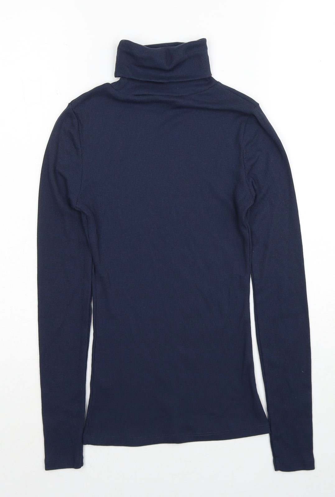 New Look Womens Blue Polyester Basic T-Shirt Size 8 Roll Neck