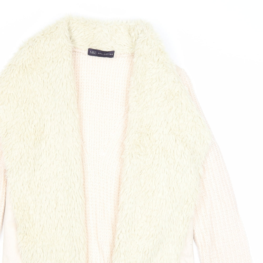 Marks and Spencer Womens Ivory V-Neck Acrylic Cardigan Jumper Size S