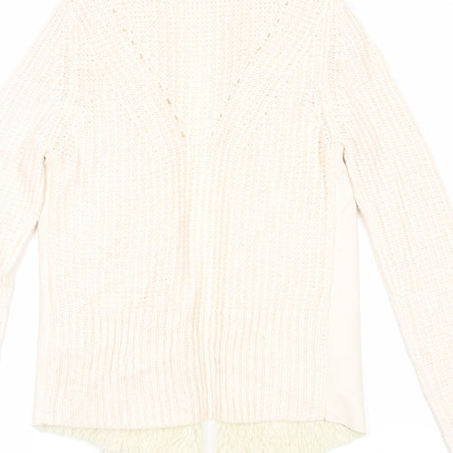 Marks and Spencer Womens Ivory V-Neck Acrylic Cardigan Jumper Size S