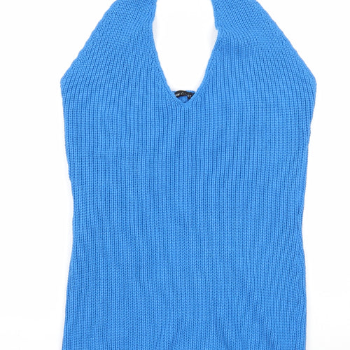 I SAW IT FIRST Womens Blue Acrylic Jersey Tank Size 10 Halter
