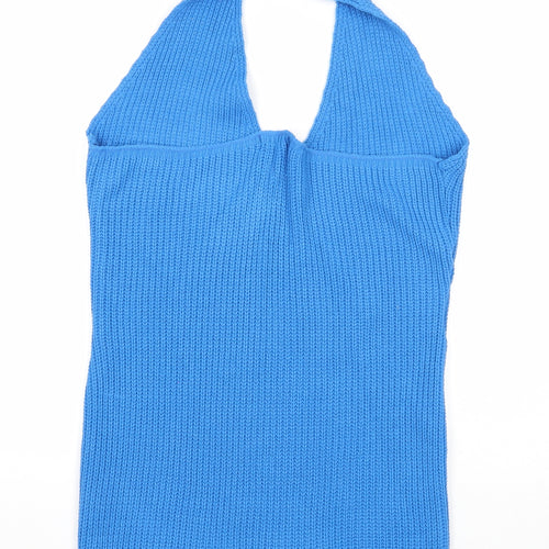 I SAW IT FIRST Womens Blue Acrylic Jersey Tank Size 10 Halter