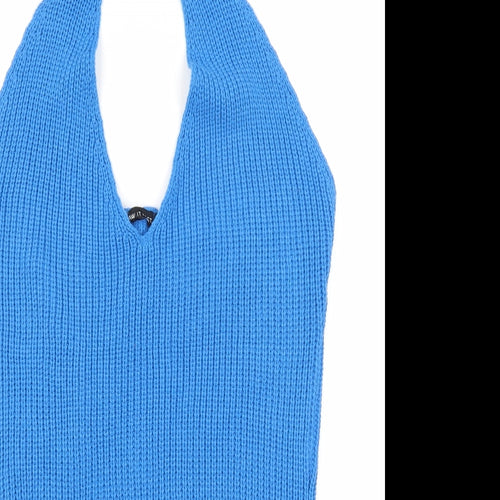 I SAW IT FIRST Womens Blue Acrylic Jersey Tank Size 10 Halter
